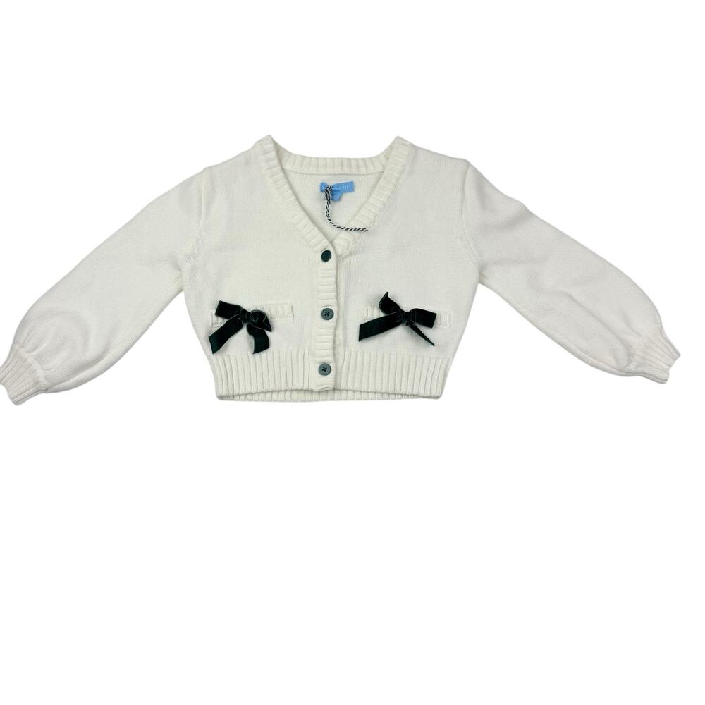 Draper James Girls White Bows Cardigan Sweater
